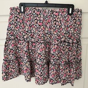 Wild Fable Pink & Black Floral Print Skirt